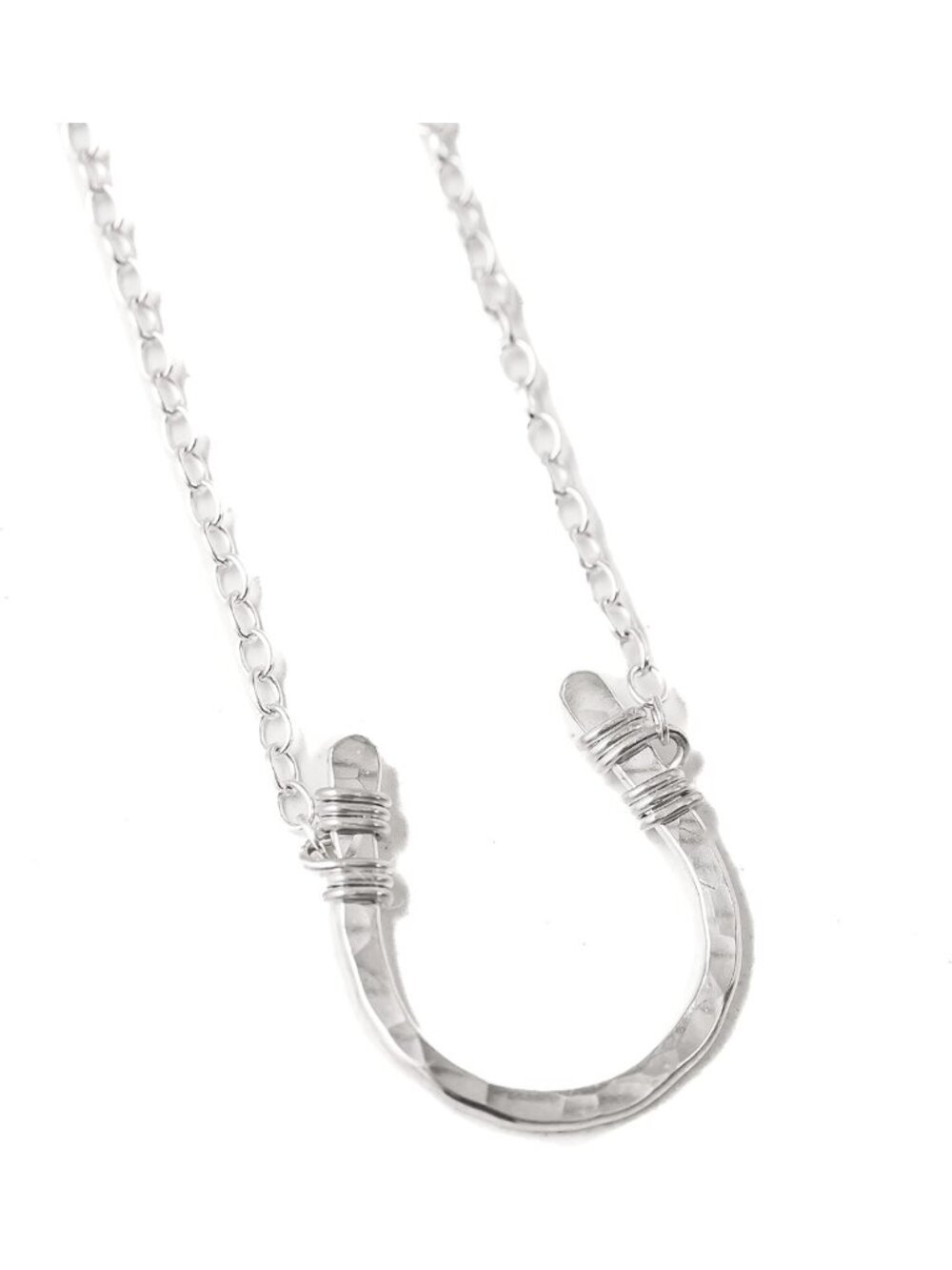 Hammered Lucky Horseshoe Necklace | 18" Chain | Boho Charm Jewelry Gift